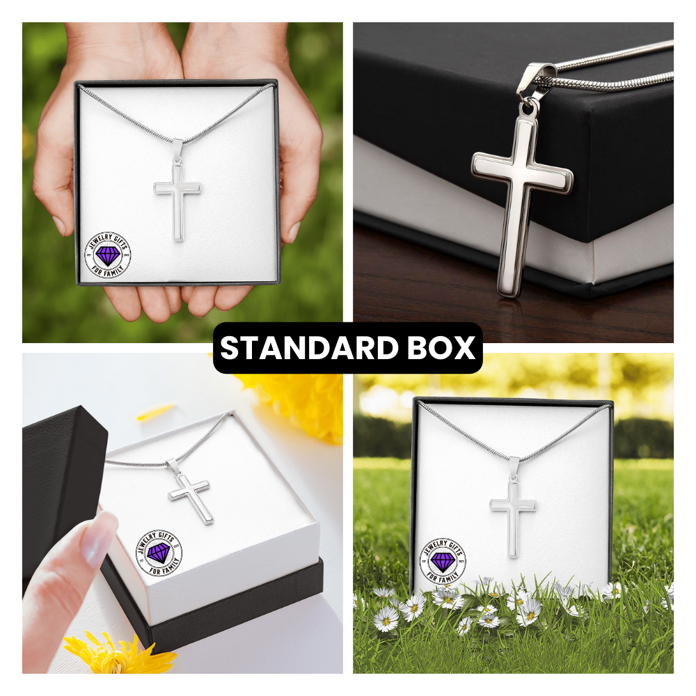 JGF Jewelry Gifts for Family Cross Necklace Silver For Grandpa 50th Birthday Card For Him