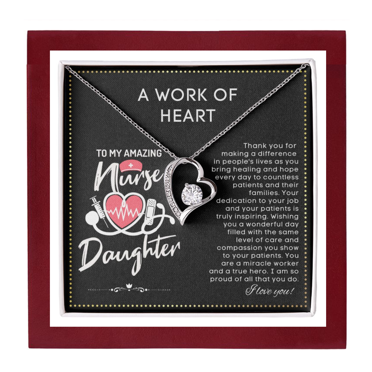 JGF Jewelry Gifts for Family | My Favorite Nurse Is My Daughter | Rn Nurse Graduation Gift For Daughter Necklace