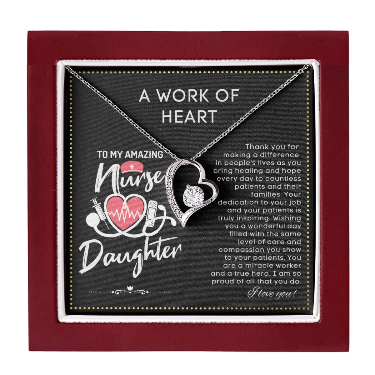 JGF Jewelry Gifts for Family | My Favorite Nurse Is My Daughter | Rn Nurse Graduation Gift For Daughter Necklace