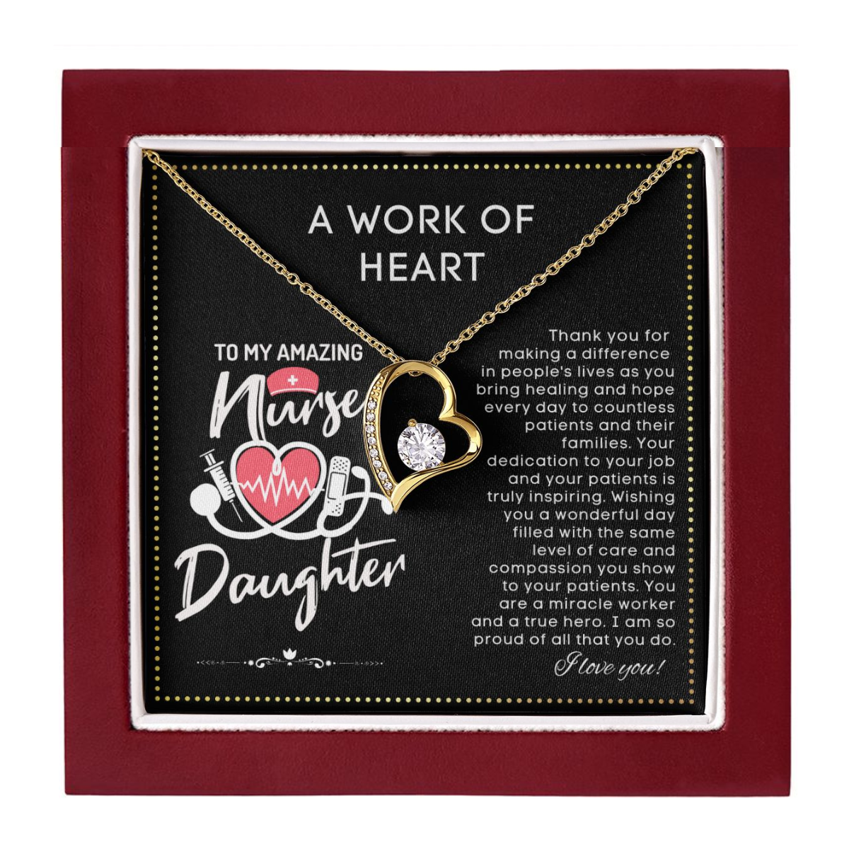 JGF Jewelry Gifts for Family | My Favorite Nurse Is My Daughter | Rn Nurse Graduation Gift For Daughter Necklace