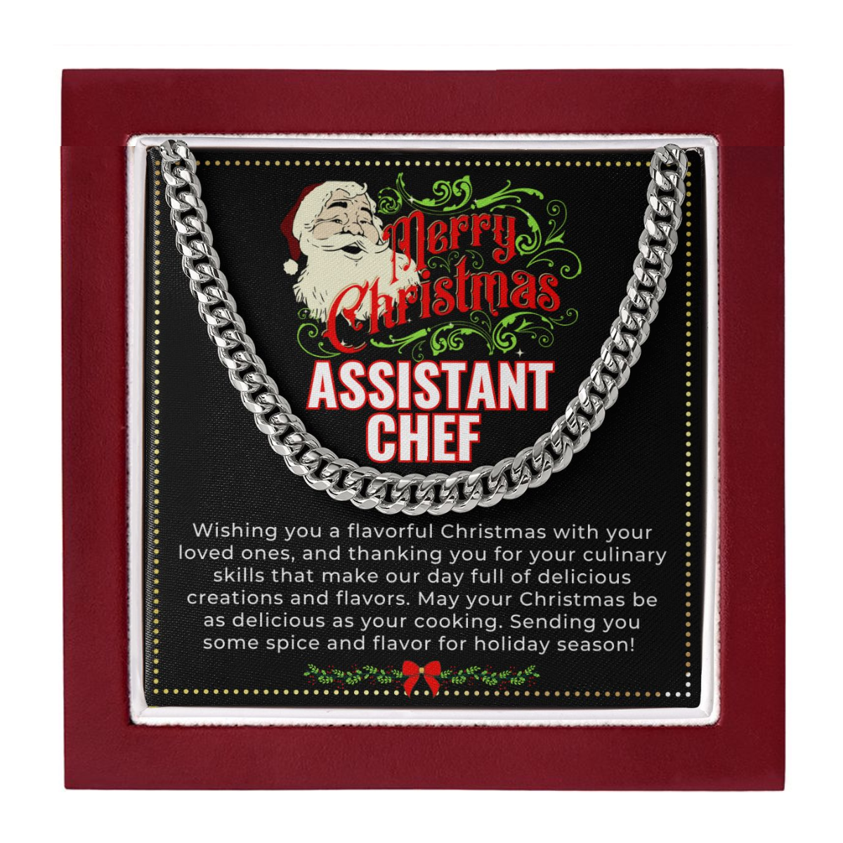 JGF Jewelry Gifts for Family | Assistant Sous Chef Christmas Necklace Jewelry Charms Gifts Basket For Men