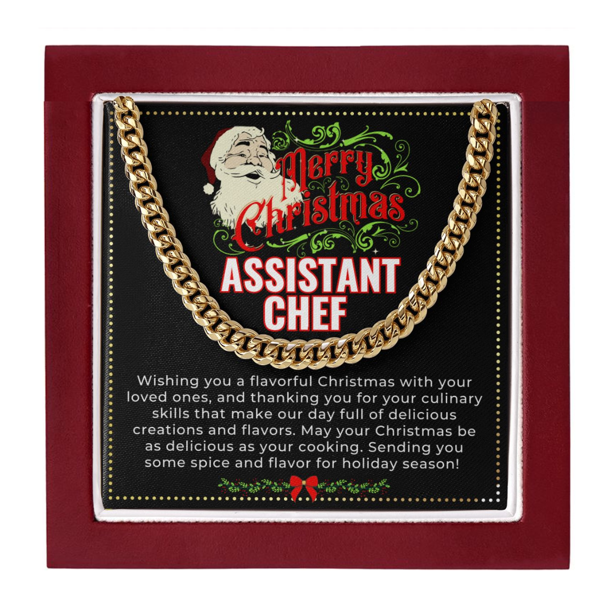 JGF Jewelry Gifts for Family | Assistant Sous Chef Christmas Necklace Jewelry Charms Gifts Basket For Men