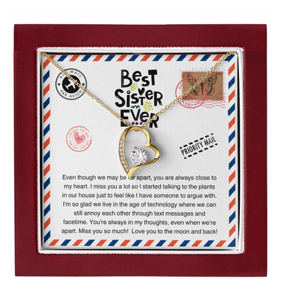 JGF Jewelry Gifts for Family | Long Distance Gift For Adult Best Sister Ever Far Away from Home | Simple Single Heart Shaped Charm Pendant Necklace