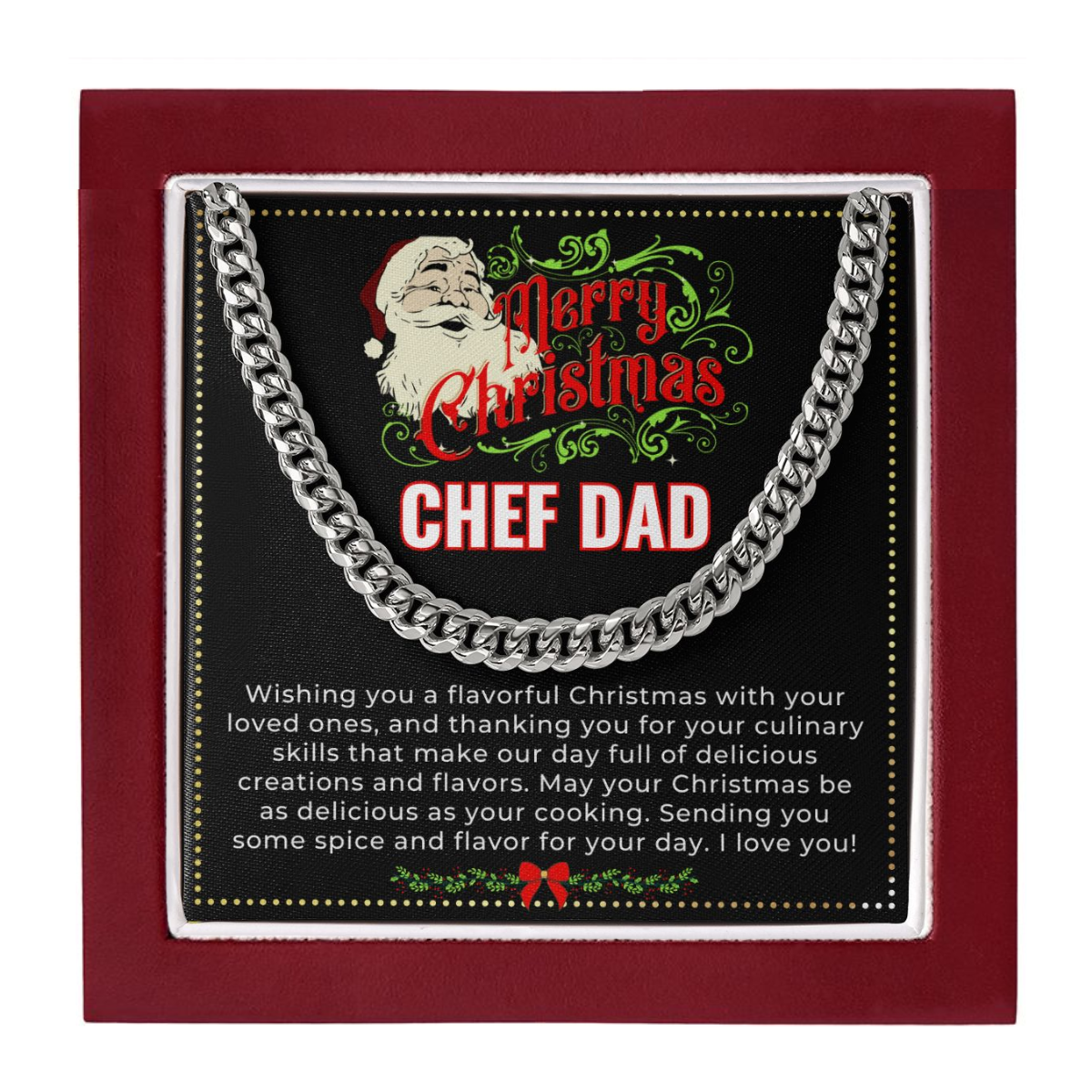 JGF Jewelry Gifts for Family | My Dad Is An Amazing Chef | Men Choker Necklace Pendant Christmas Xmas Gifts For Daddy