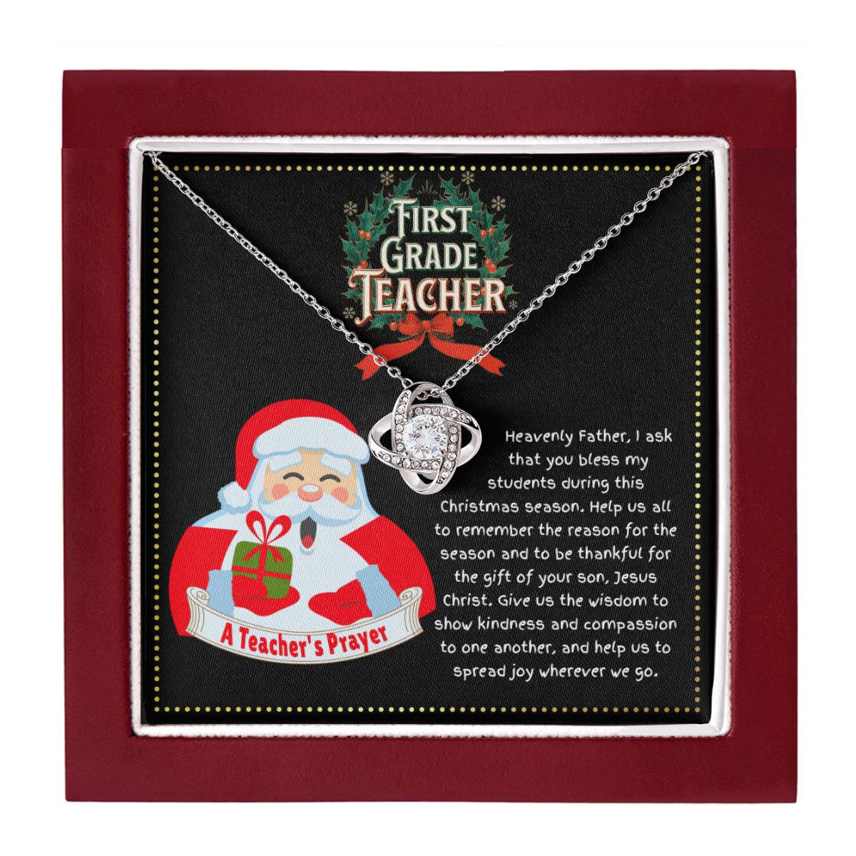 JGF Jewelry Gifts for Family Teacher Teach Tiny Humans  First Grade 1st Christmas Prayer Gifts