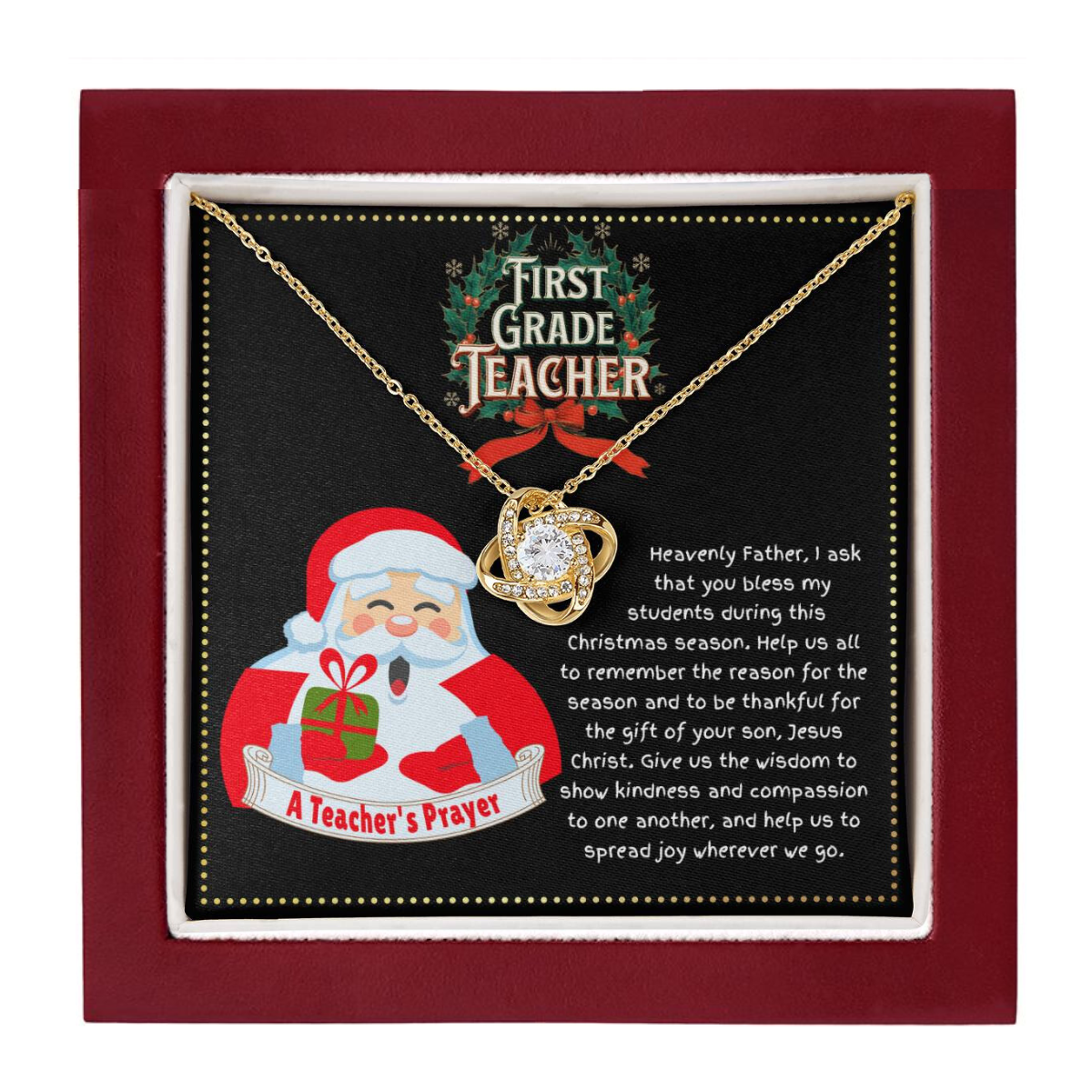JGF Jewelry Gifts for Family Teacher Teach Tiny Humans  First Grade 1st Christmas Prayer Gifts