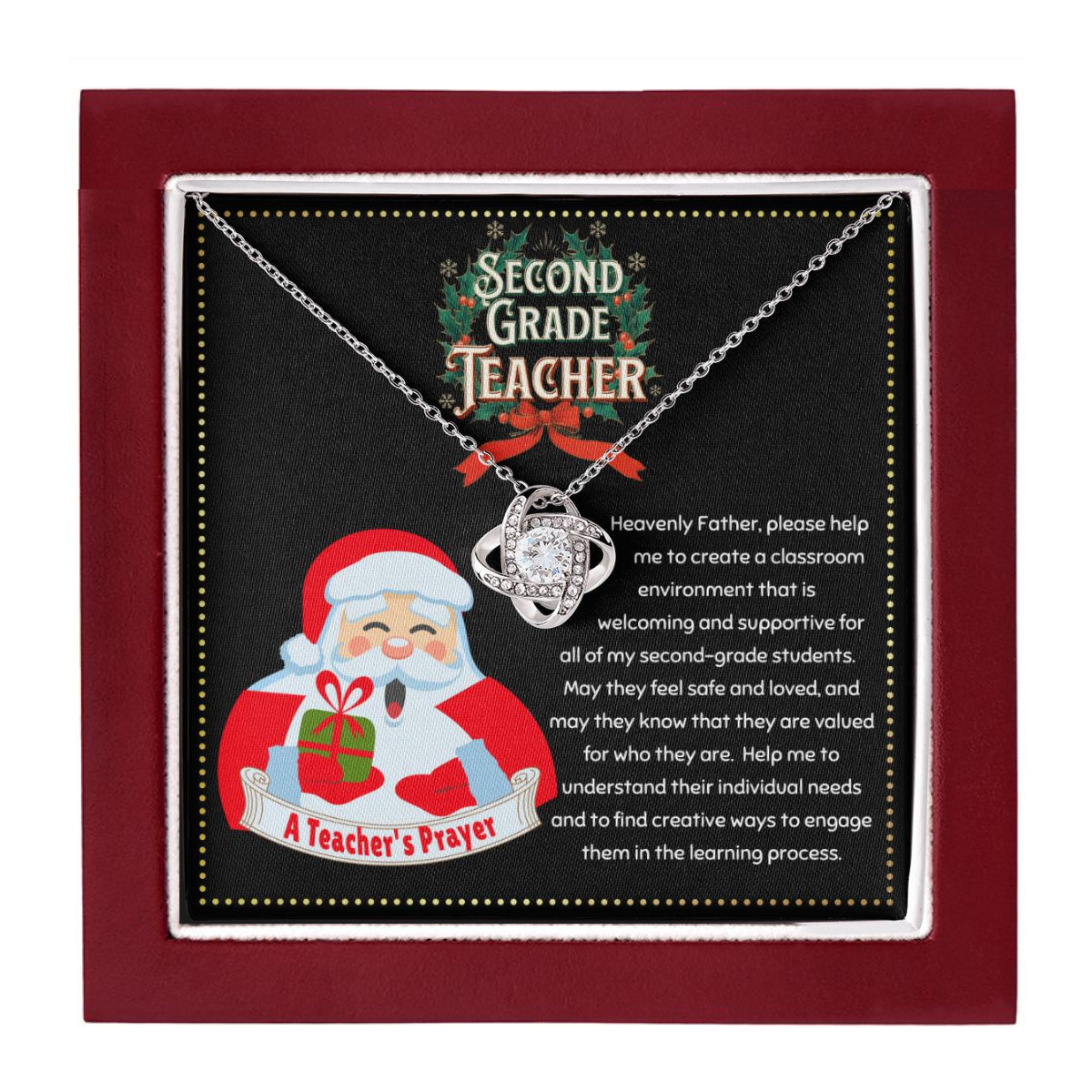 JGF Jewelry Gifts for Family 2nd Second Grade Teacher Prayer Necklace For Women Retirement