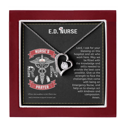 JGF Jewelry Gifts for Family | ED ER Nurse Prayer Gifts Necklace Yellow Gold | Nursing Is A Work Of Heart Necklace