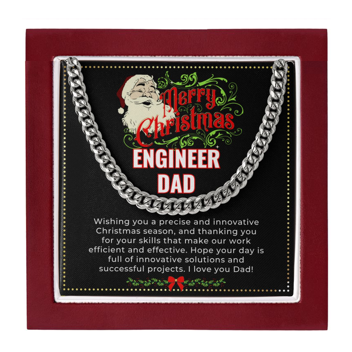 JGF Jewelry Gifts for Family | My Daddy Is A Mechanical Engineer | Christmas Necklace Gifts For Dad from Daughter and Son on Xmas