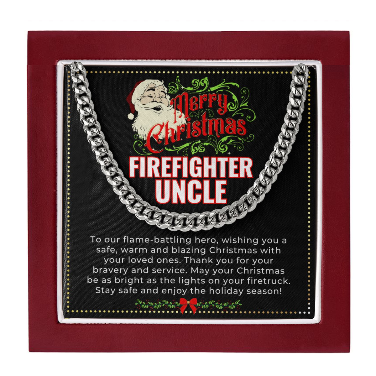 JGF Jewelry Gifts for Family | My Uncle Is A Firefighter | Christmas Necklace Gifts From Niece And Nephew