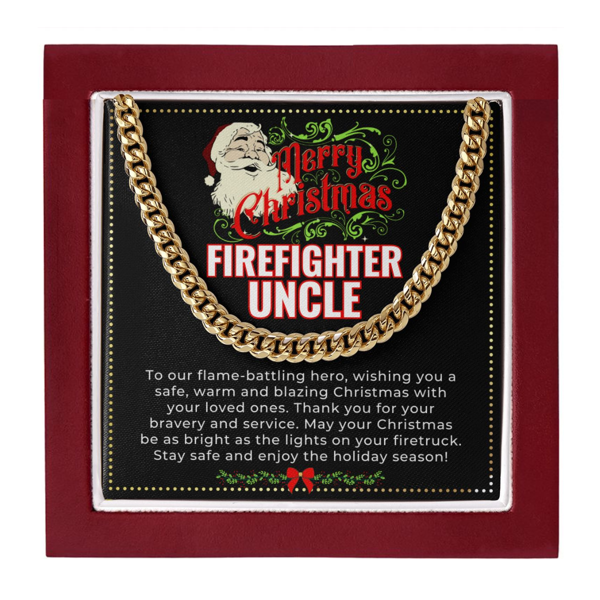 JGF Jewelry Gifts for Family | My Uncle Is A Firefighter | Christmas Necklace Gifts From Niece And Nephew