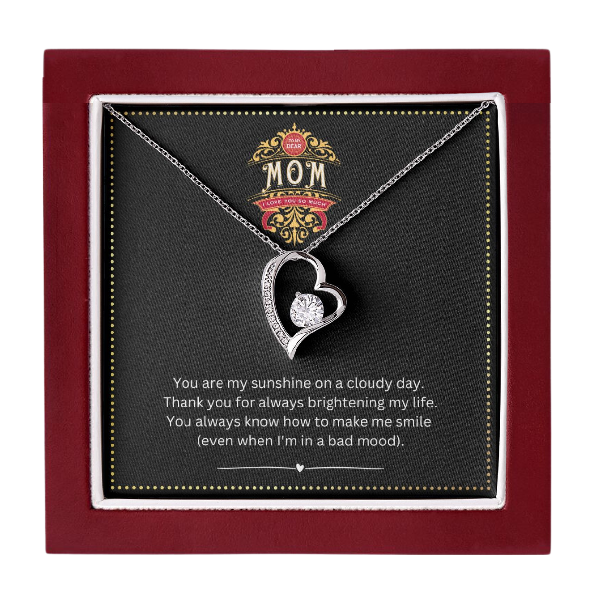 JGF Jewelry Gifts for Family | Heart Pendant Necklace with Crystal Zircon Jewelry Gifts for Aunt from Niece and Nephew