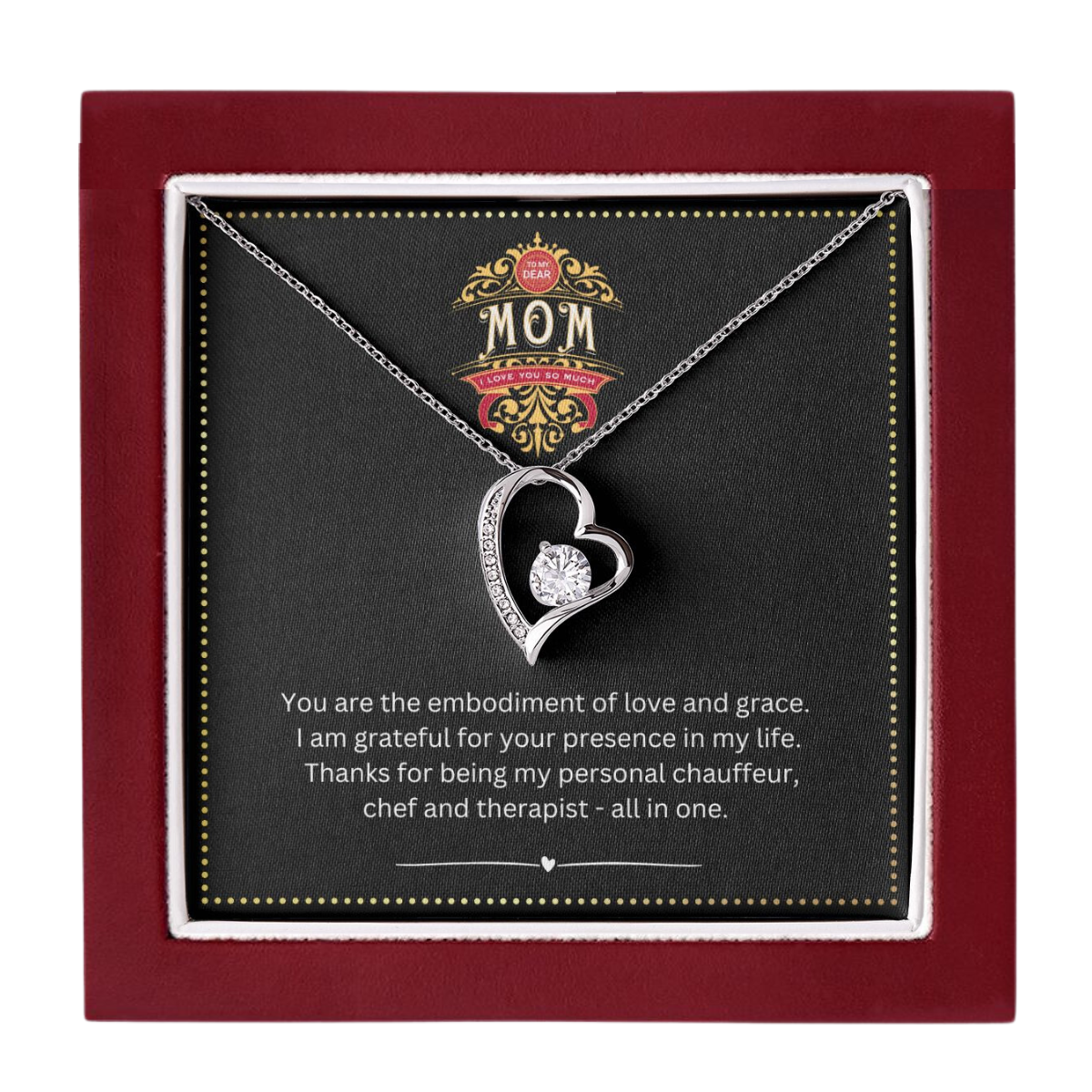 JGF Jewelry Gifts for Family | Dainty Sterling Silver Heart Necklace for Women | Funny Message Card Jewelry for Mom