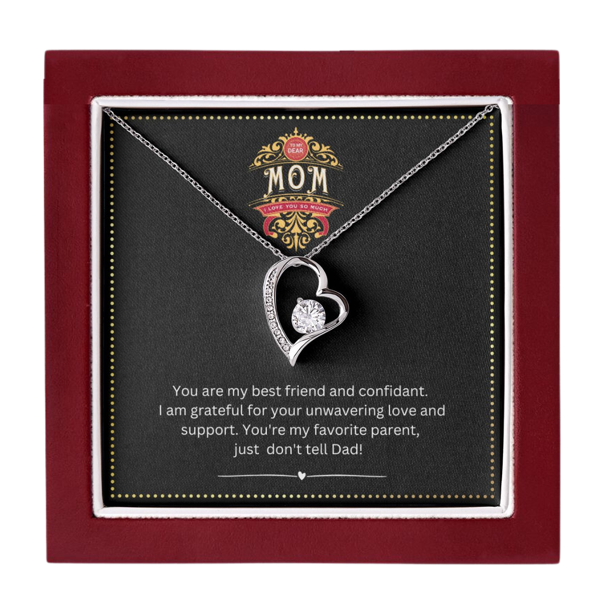 JGF Jewelry Gifts for Family | Birthday Card with Written Message for Single Mom | Heart Shaped Pendant Necklace Gag Gift