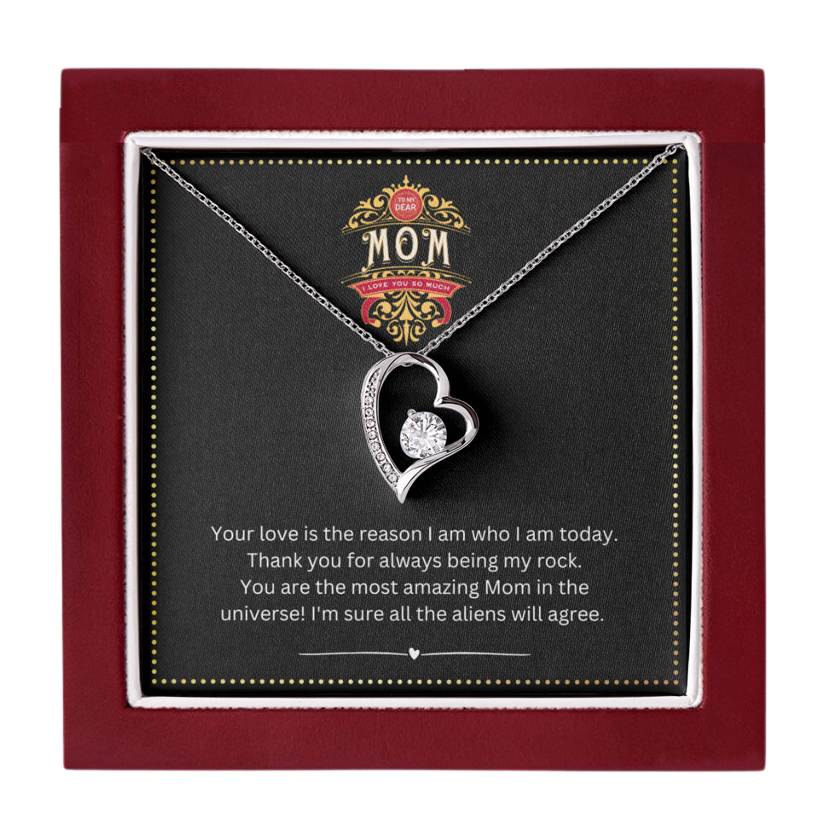 JGF Jewelry Gifts for Family | Fun Heart Necklace Pendant for Mom | Funny Birthday Card Gift for Mother from Daughter