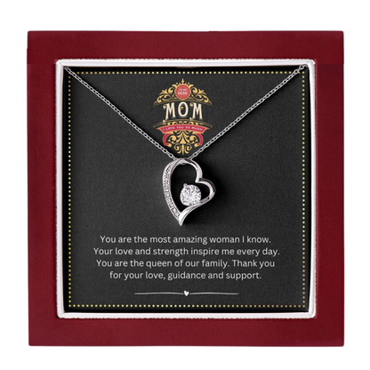 JGF Jewelry Gifts for Family | Mothers Birthday Gift I Love Mom Heart Pendant Necklace for Women with Message Card