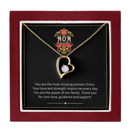 JGF Jewelry Gifts for Family | Mothers Birthday Gift I Love Mom Heart Pendant Necklace for Women with Message Card