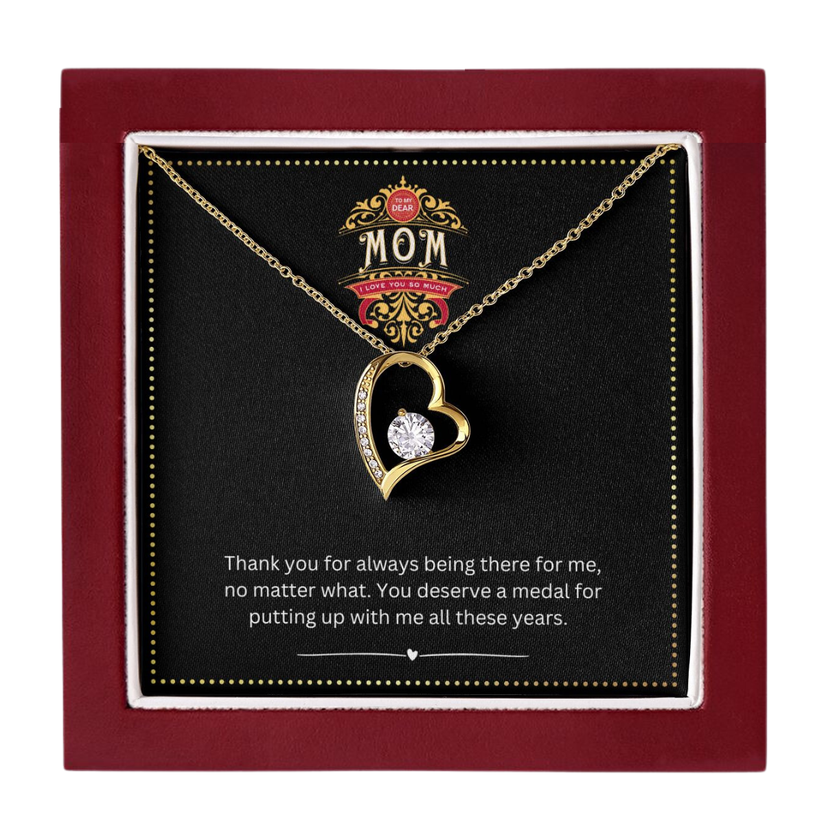 JGF Jewelry Gifts for Family | Make My Mom Feel Special Zircon Necklace Gift for Mother with Funny Message Card