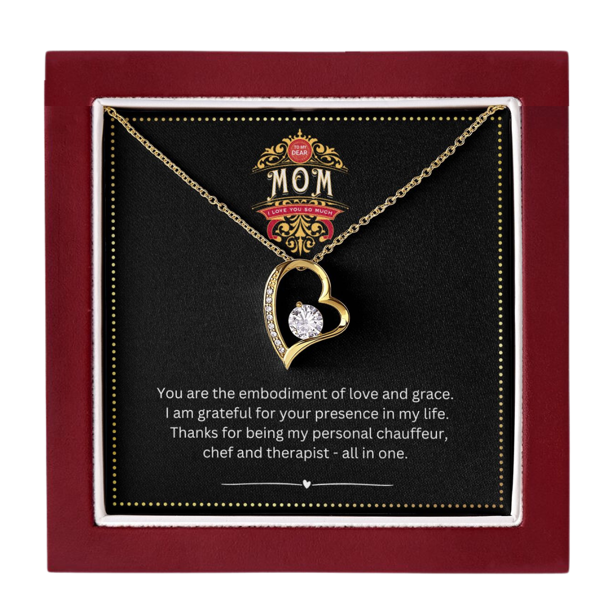 JGF Jewelry Gifts for Family | Dainty Sterling Silver Heart Necklace for Women | Funny Message Card Jewelry for Mom