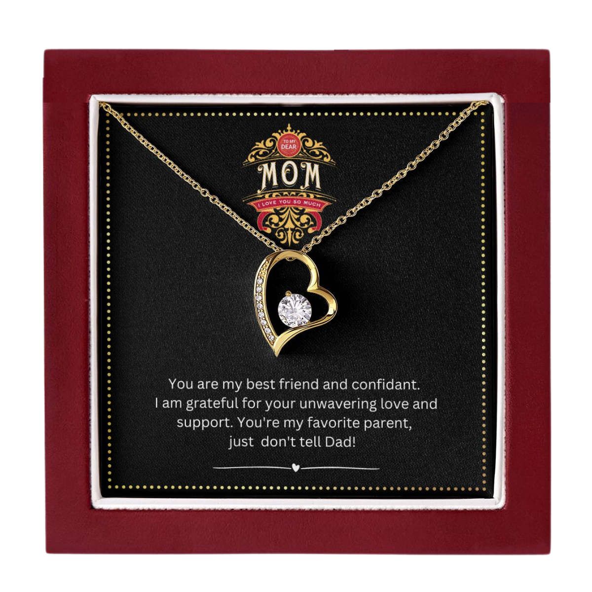 JGF Jewelry Gifts for Family | Birthday Card with Written Message for Single Mom | Heart Shaped Pendant Necklace Gag Gift
