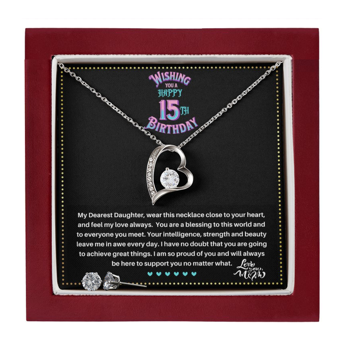 JGF Jewelry Gifts for Family |  Teenage Girl Gifts For 15 Year Old Girl | Trendy Love Heart Necklace And Earrings Set Jewelry