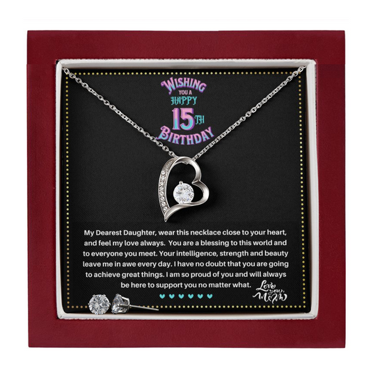 JGF Jewelry Gifts for Family |  Teenage Girl Gifts For 15 Year Old Girl | Trendy Love Heart Necklace And Earrings Set Jewelry