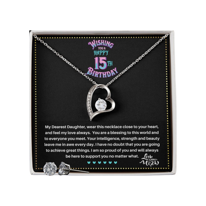 JGF Jewelry Gifts for Family |  Teenage Girl Gifts For 15 Year Old Girl | Trendy Love Heart Necklace And Earrings Set Jewelry