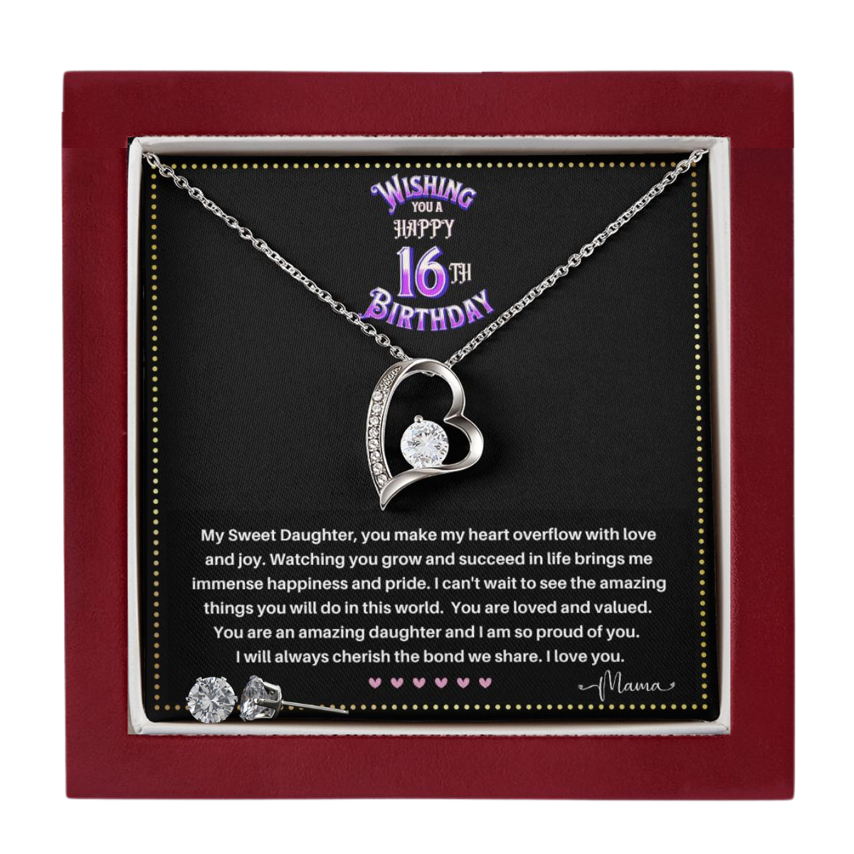 JGF Jewelry Gifts for Family | 16 Year Old Teenage Girl Birthday Gift Ideas | Sterling Silver Heart Necklace And Earring Sets For Women