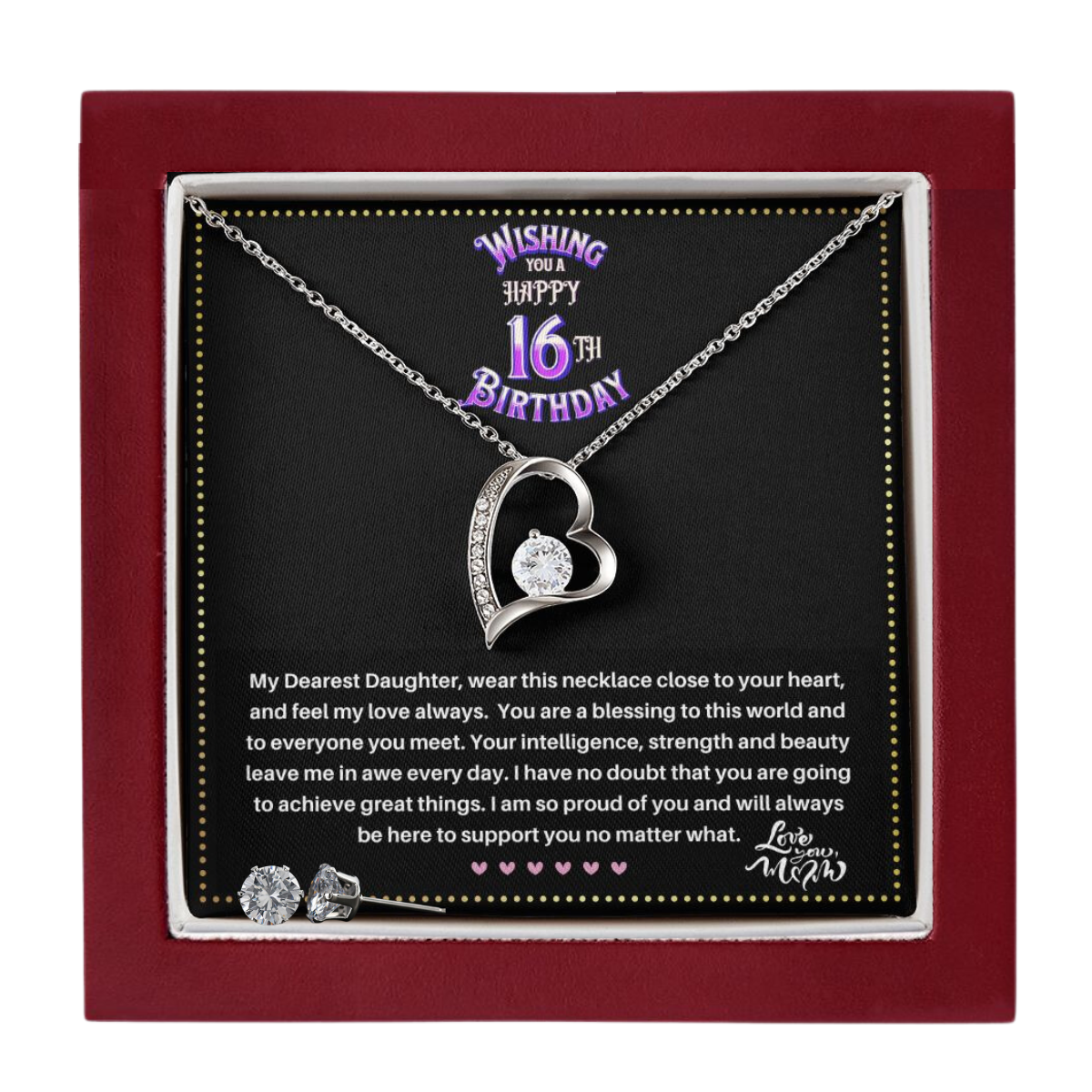 JGF Jewelry Gifts for Family | 16 Year Old Girl Birthday Gift Ideas | Heart Necklace And Earring Sets For Women