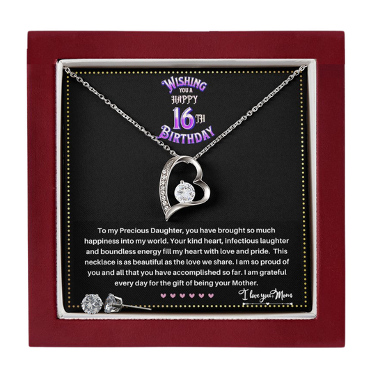 JGF Jewelry Gifts for Family | Sweet 16 Girls Birthday Gift Ideas for 16th Birthday | Trendy Heart Necklace and Earrings Jewelry Set
