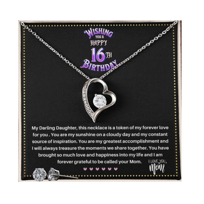 JGF Jewelry Gifts for Family | Happy 16th Birthday Gifts For Girls | Silver Heart Necklace And Earring Sets For Women Simple