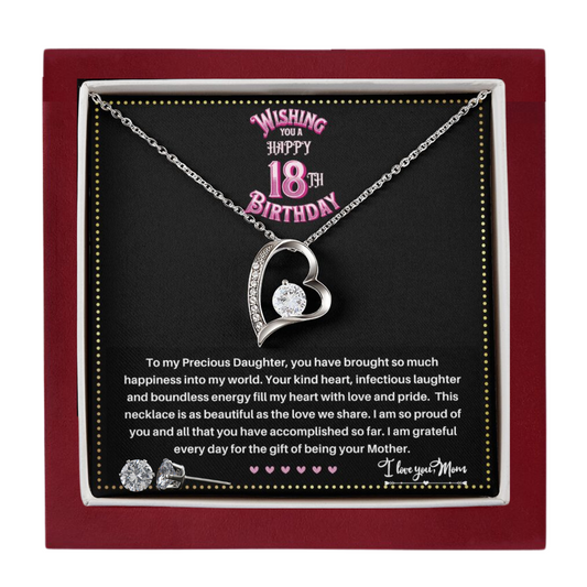 JGF Jewelry Gifts for Family | 18 Year Old Girl Birthday Gifts from Mom | Single Heart Pendant Necklace and Earrings Set