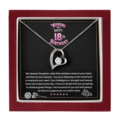 JGF Jewelry Gifts for Family | Happy 18th Birthday Gifts for Her Girl Women | Trendy Love Heart Necklace and Earrings Jewelry