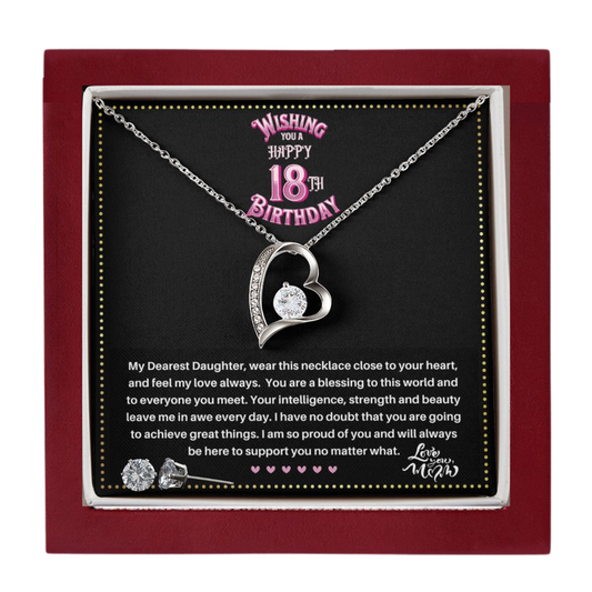 JGF Jewelry Gifts for Family | Happy 18th Birthday Gifts for Her Girl Women | Trendy Love Heart Necklace and Earrings Jewelry