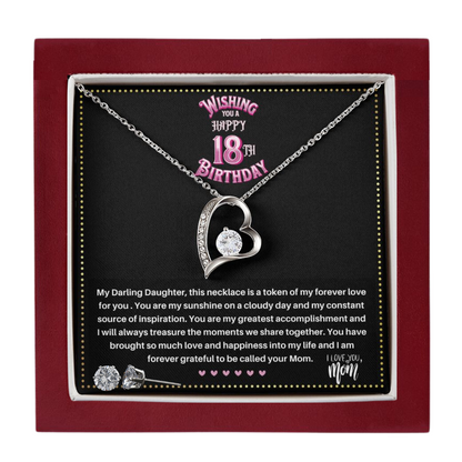 JGF Jewelry Gifts for Family | 18th Birthday Necklace Sterling Silver for my Daughter | Heart Shaped Necklace and Earrings