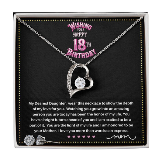 JGF Jewelry Gifts for Family | Birthday Gift for 18 Year Old Daughter |Heart Shaped Pendant Necklace and Earrings Set