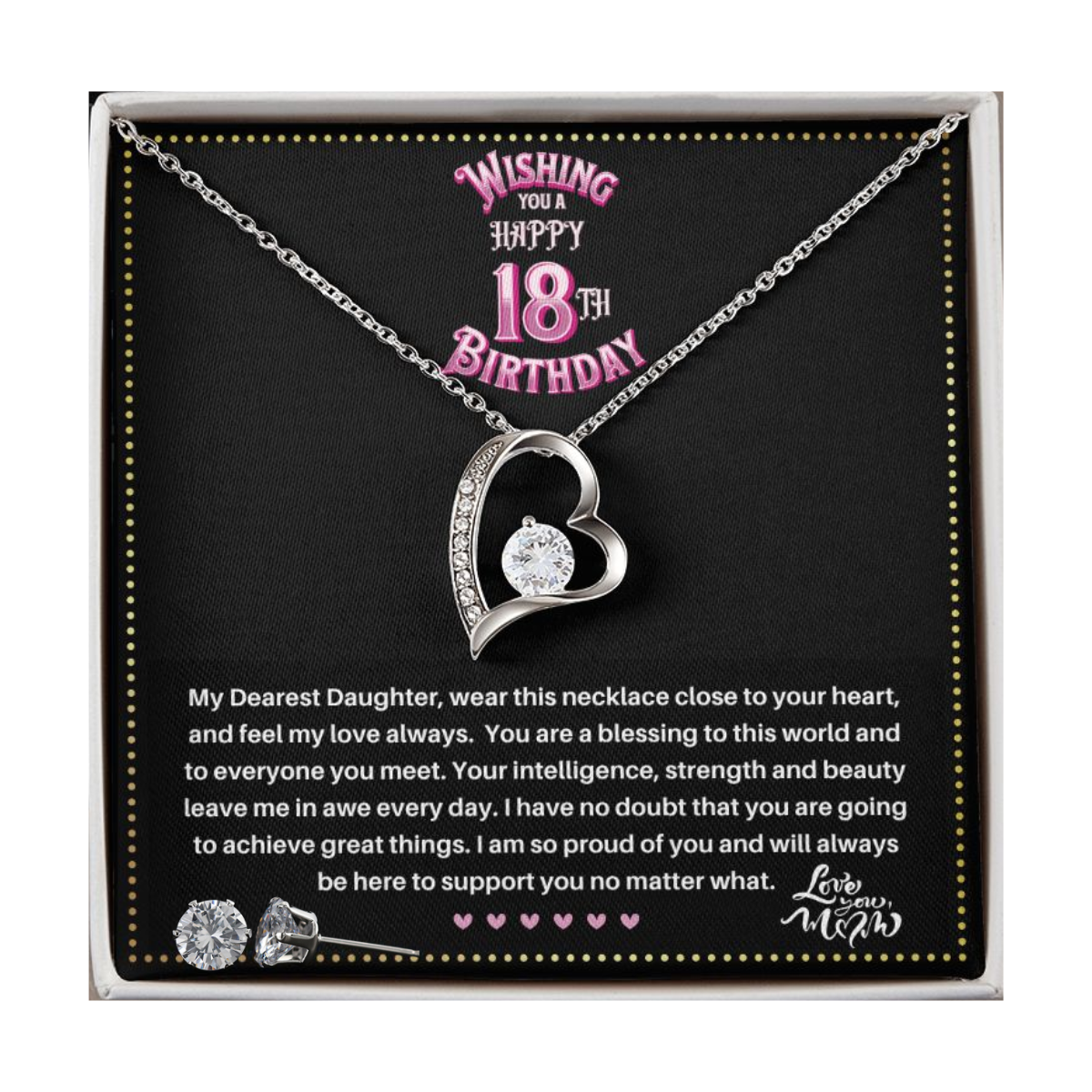 JGF Jewelry Gifts for Family | Happy 18th Birthday Gifts for Her Girl Women | Trendy Love Heart Necklace and Earrings Jewelry