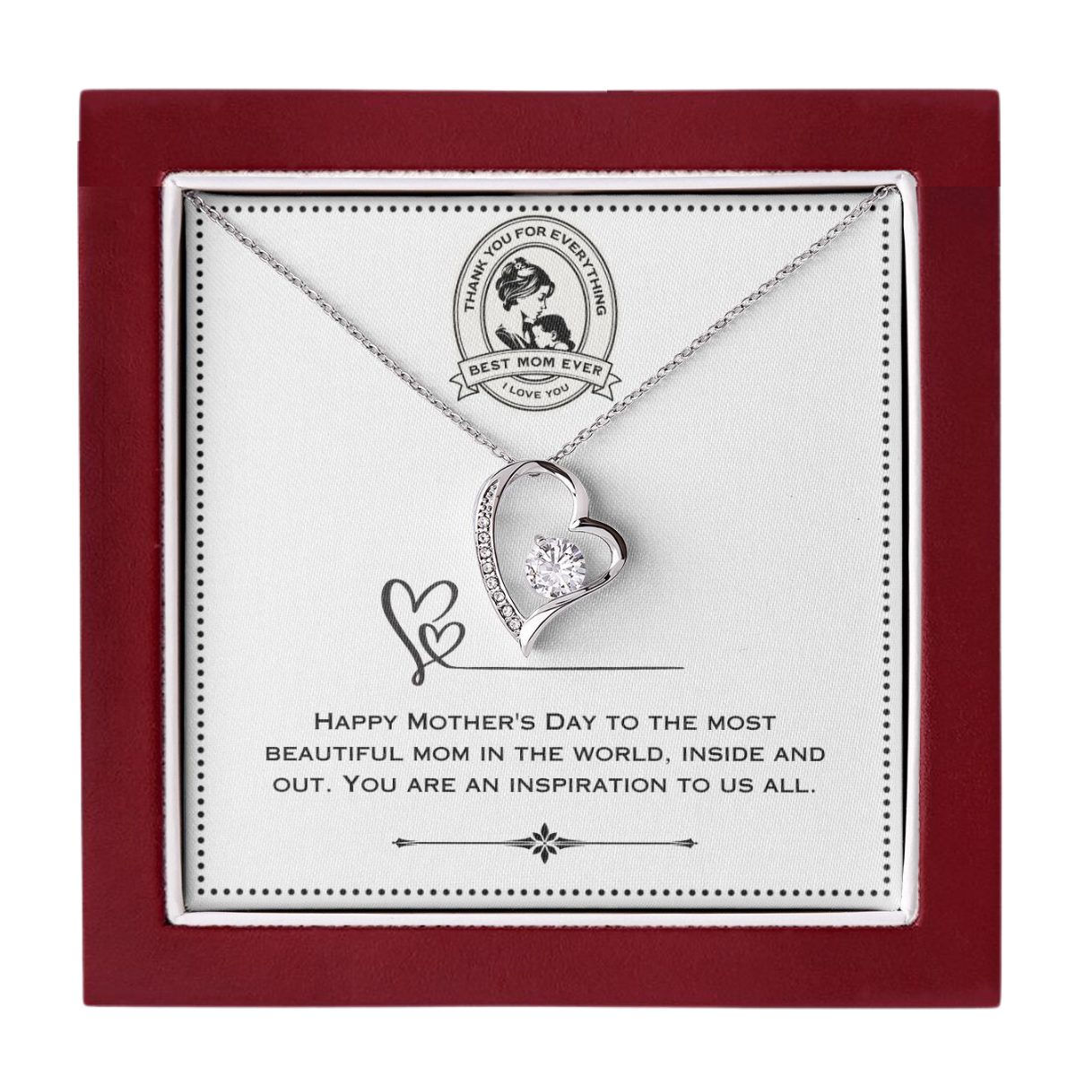 JGF Jewelry Gifts for Family - Sterling Silver Necklace with Cubic Zirconia Open Heart