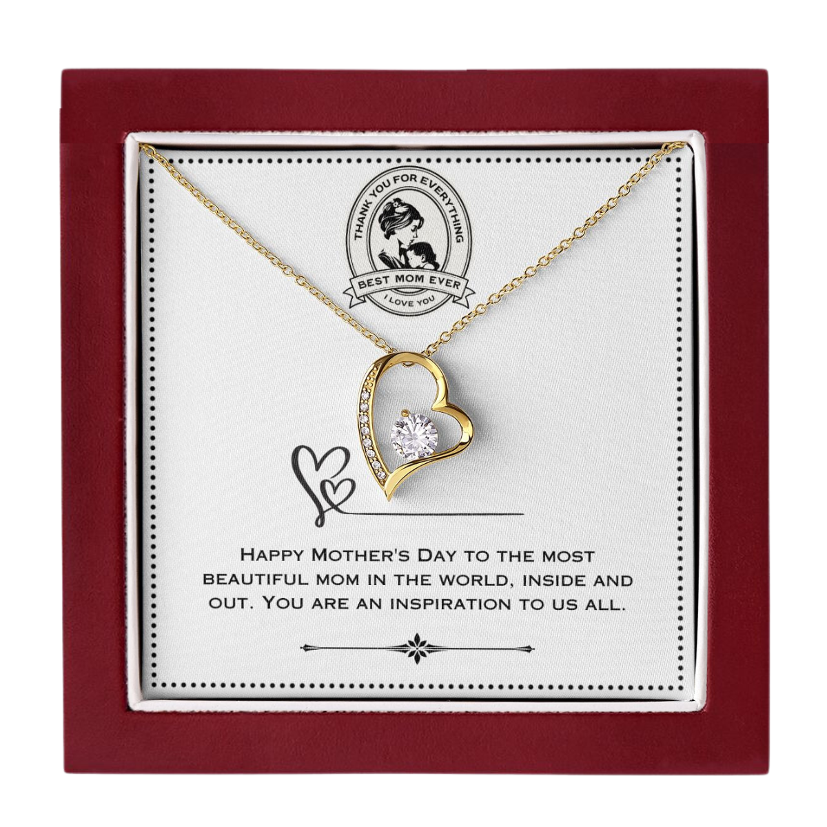 JGF Jewelry Gifts for Family - Sterling Silver Necklace with Cubic Zirconia Open Heart