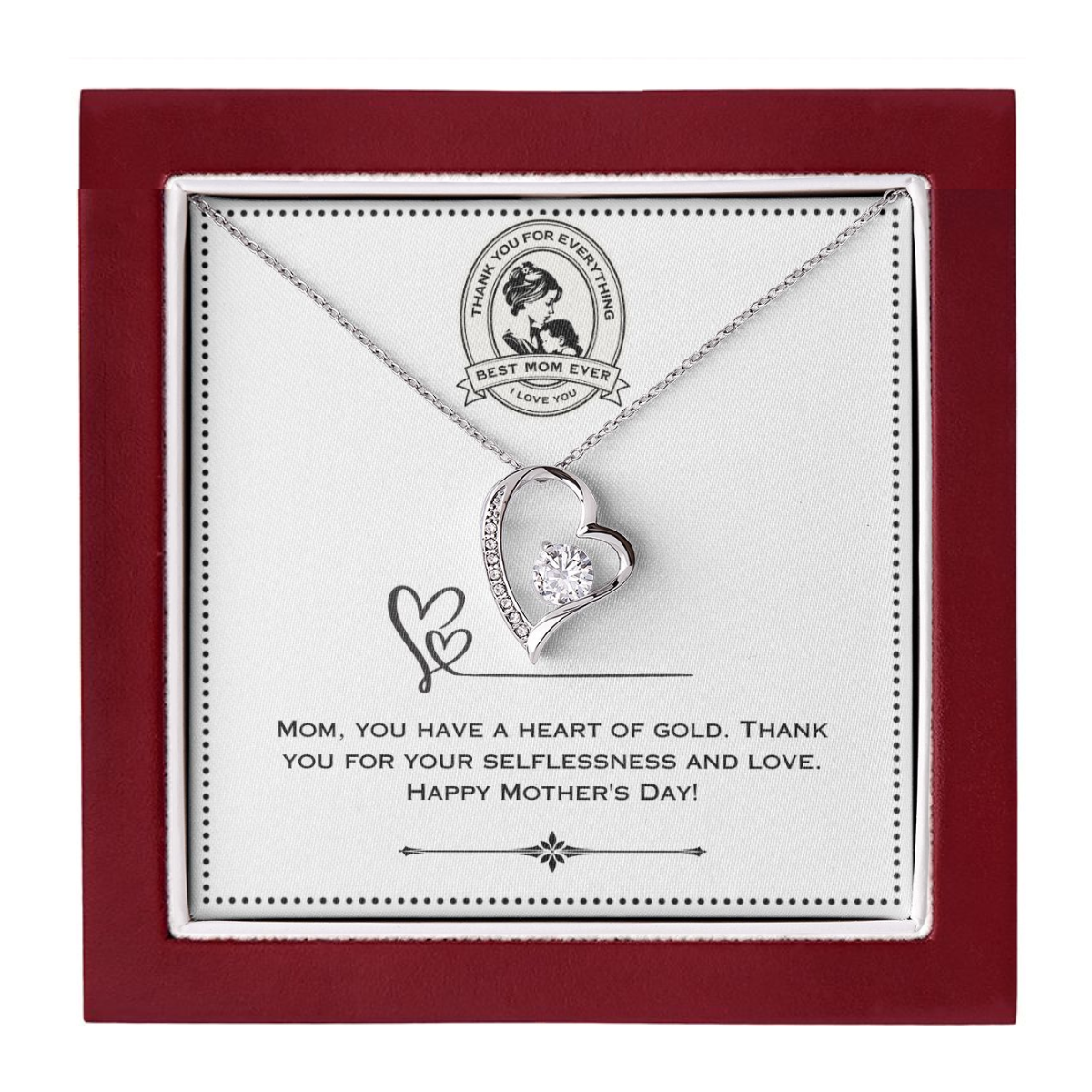 JGF Jewelry Gifts for Family - Heart Shaped Necklace for Mom on Mothers Day