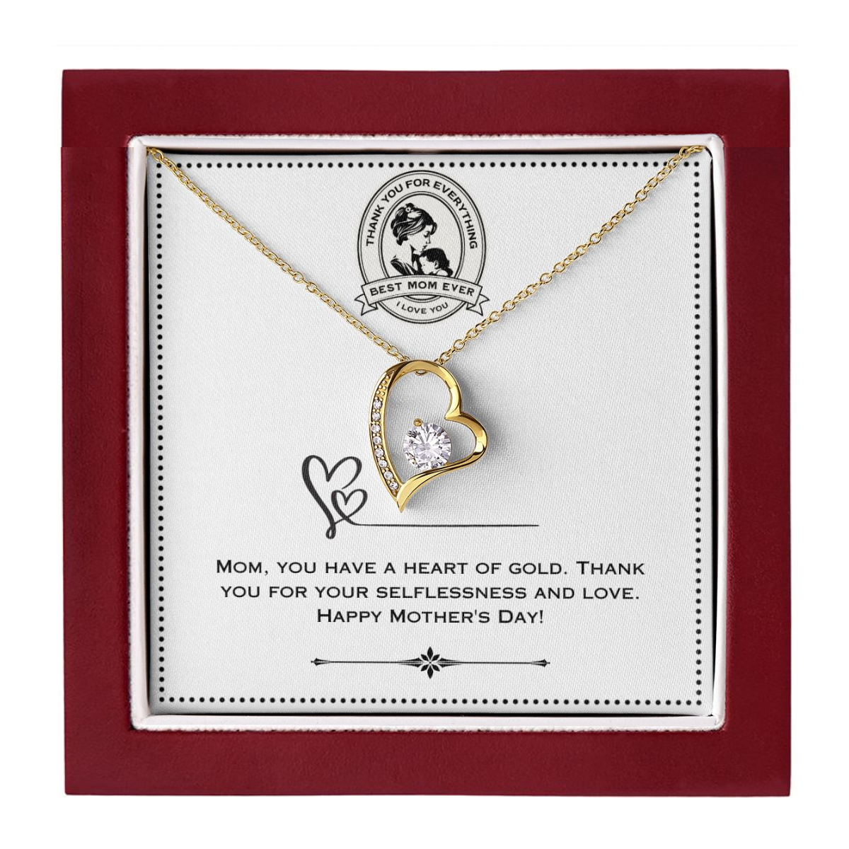 JGF Jewelry Gifts for Family - Heart Shaped Necklace for Mom on Mothers Day