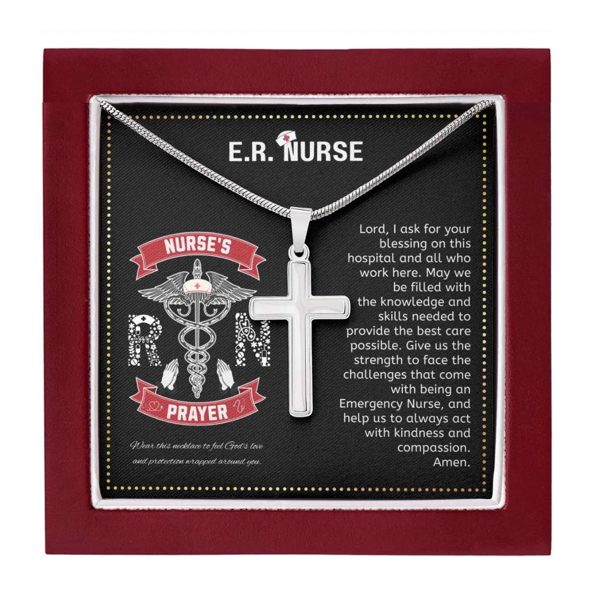 JGF Jewelry Gifts for Family | Relax Keep Calm My Mom Is A Nurse Practitioner | ER ED Cross Necklace Prayer Gifts