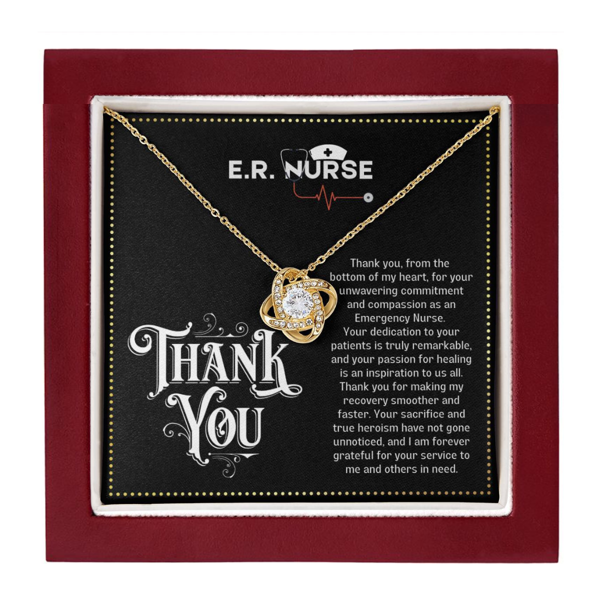 JGF Jewelry Gifts for Family | Thank You Emergency Department Room ER Nurse Nursing Funny Gifts Women