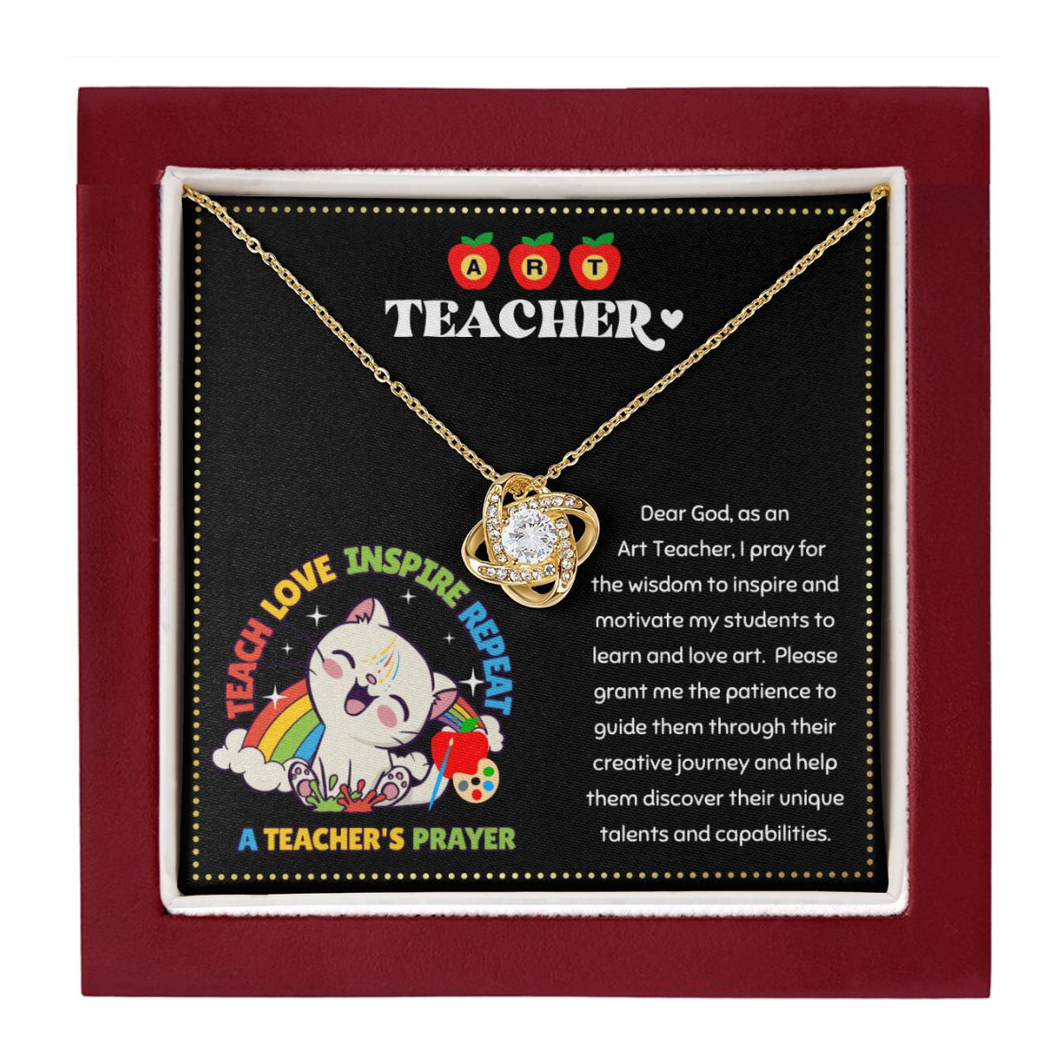 JGF Jewelry Gifts for Family Elementary Back To School Gift For Art Teacher Woman Necklace