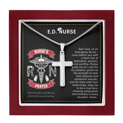JGF Jewelry Gifts for Family | RN Prayer For Nurses Silver .925 Pendant | Registered ER ED Nurse Gifts