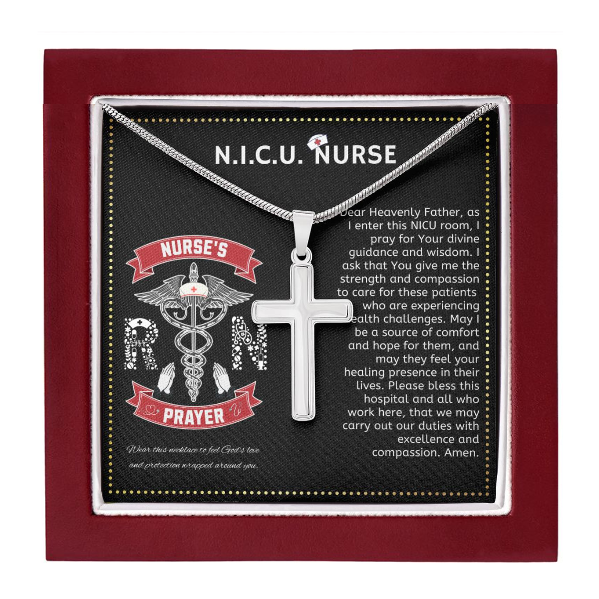 JGF Jewelry Gifts for Family | Gifts For Neuro NICU RN Nurses | Nurse Prayer Cross Necklaces For Women