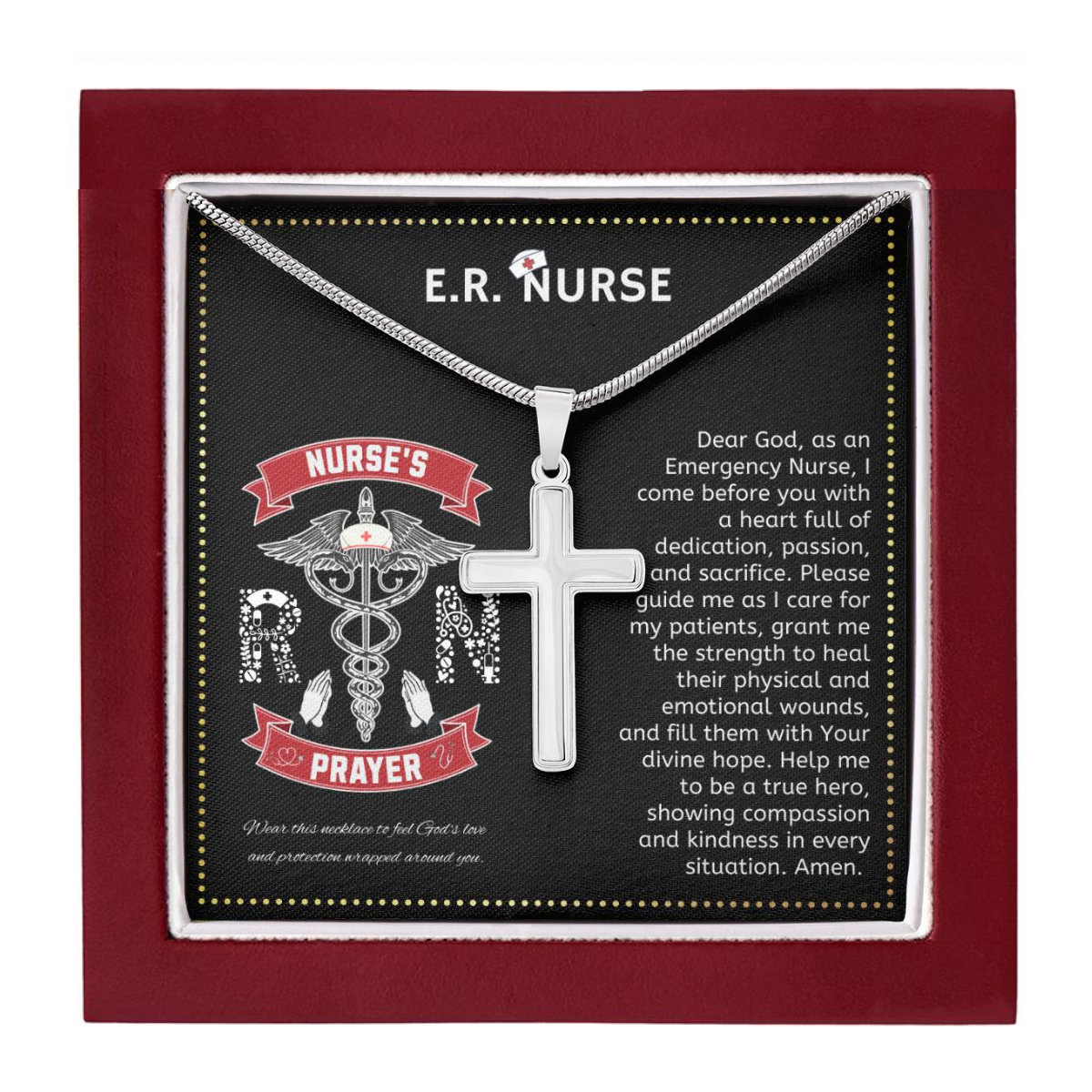 JGF Jewelry Gifts for Family | ER ED Nurse Prayer Jewelry Gifts | Cross Necklace Sterling Silver For Women
