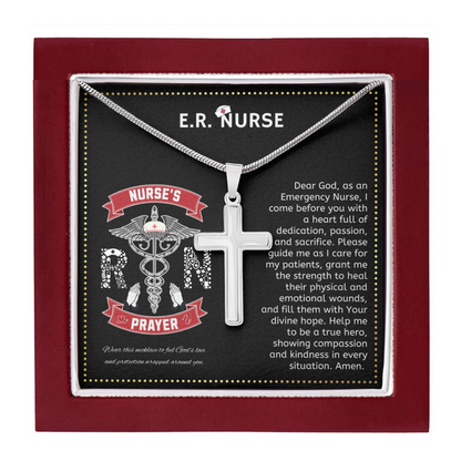 JGF Jewelry Gifts for Family | ER ED Nurse Prayer Jewelry Gifts | Cross Necklace Sterling Silver For Women