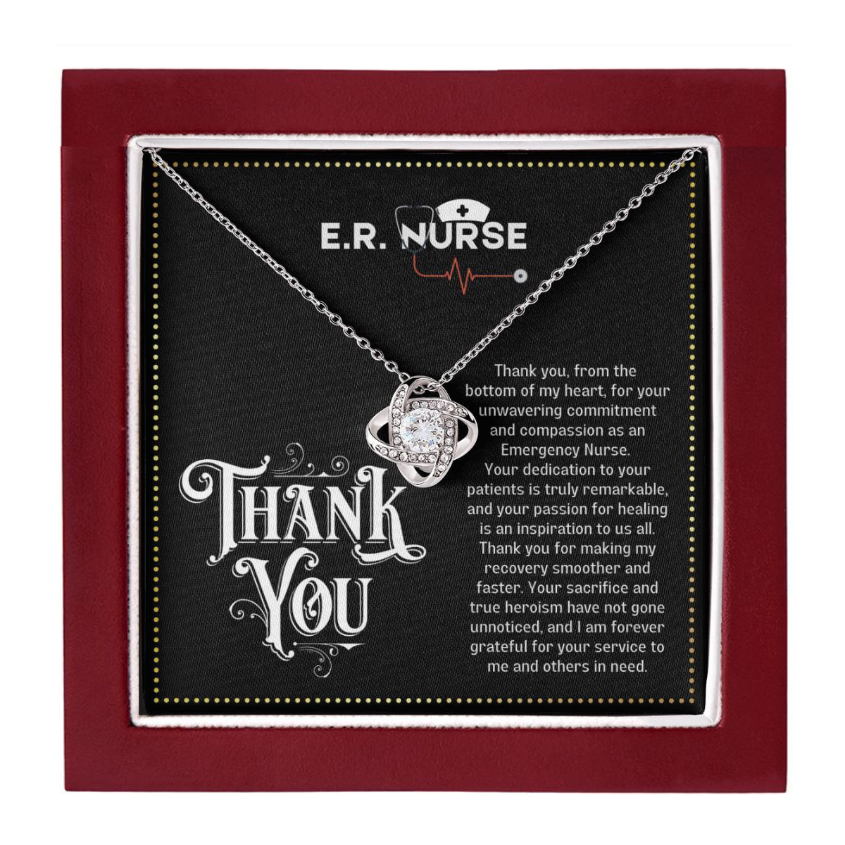 JGF Jewelry Gifts for Family | Thank You Emergency Department Room ER Nurse Nursing Funny Gifts Women