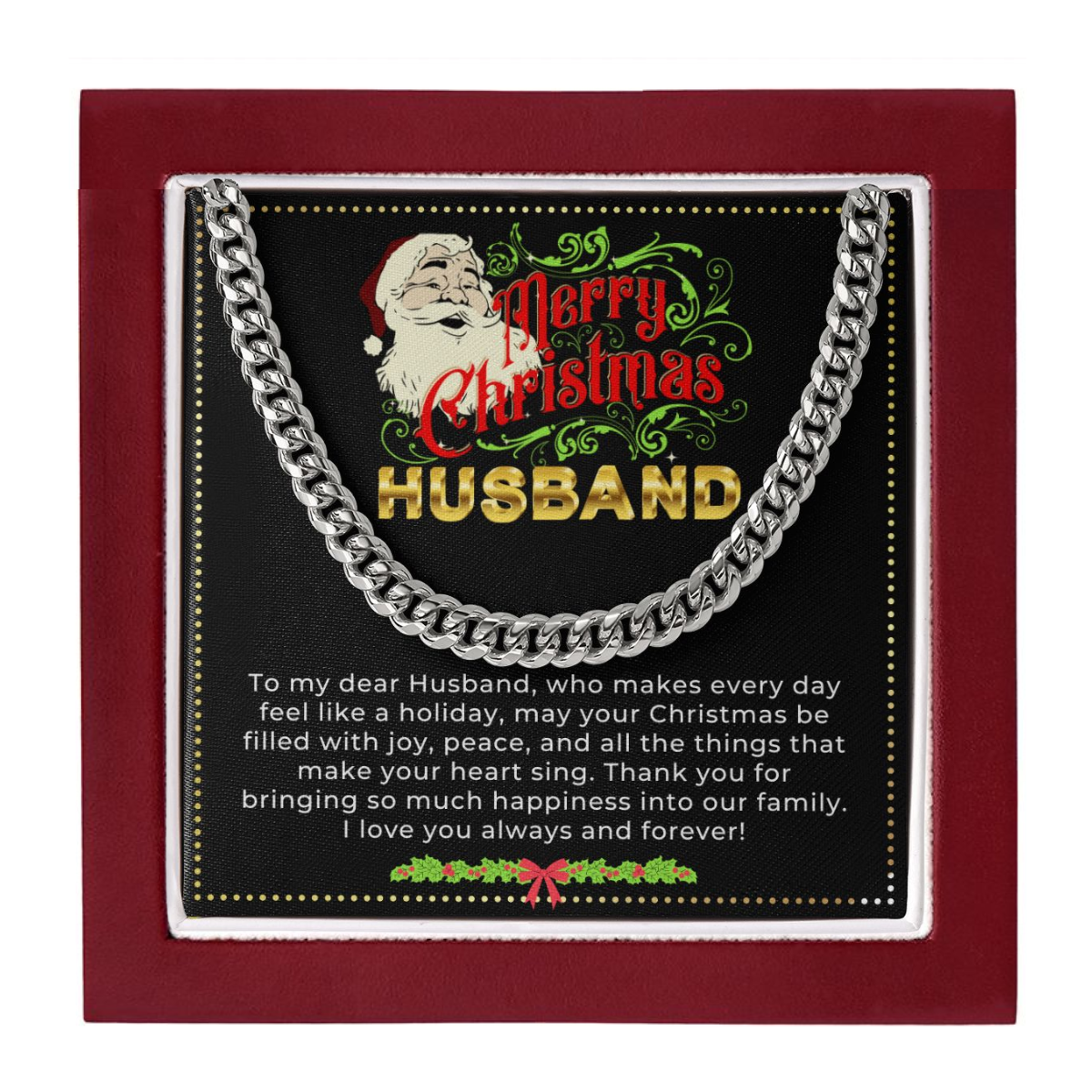 JGF Jewelry Gifts for Family | To My Husband Cuban Link Chain Necklace Christmas Gifts | Gift To Show My Husband I Love Him